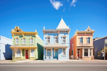 Obraz premium vibrant victorian facades under clear blue skies
