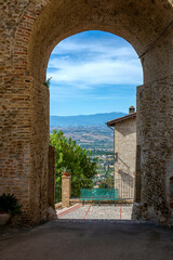 Brick arch of an ancient fortress in Italy, Montepagano, roseto degli Abruzzi, beautiful view, travel in Europe, family tourism, attractions