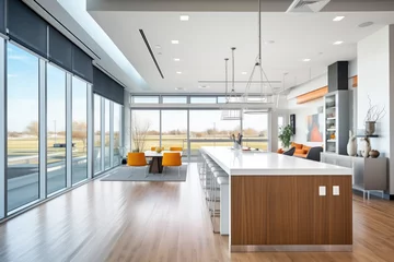 Foto op Plexiglas prairie modern office, floor to ceiling ribbon windows © Natalia