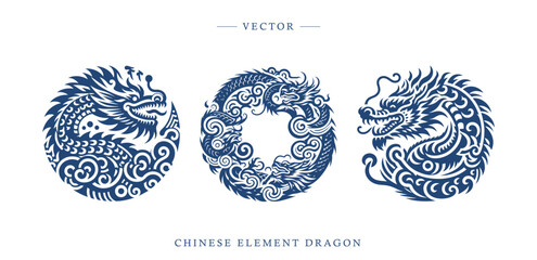 Blue and white porcelain Chinese dragon pattern