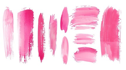 vector collection of pink brush strokes    - obrazy, fototapety, plakaty
