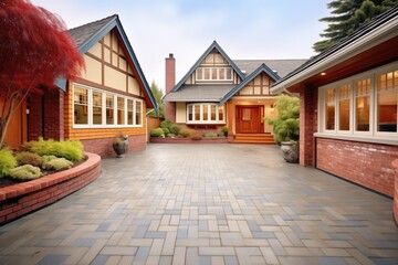 bricklined tudor style driveway