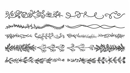 vector set of hand drawn lines and dividers   