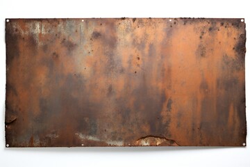 Rusted metal banner on white background Generative AI