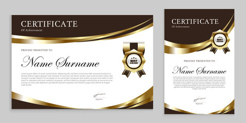 Award or appreciation certificate template Gold and brown background suitable for traditional - obrazy, fototapety, plakaty