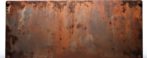 Rusted metal banner on white background Generative AI