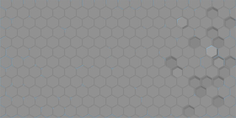 Cool Grey Abstract Seamless Futuristic Simple Hexagonal Gaming Cyber Vector Tech Background Template
