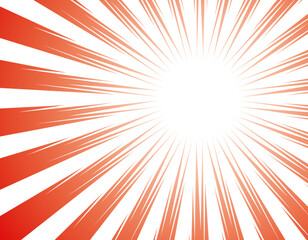 太線の集中線のフレーム　赤