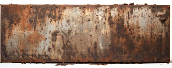 Rusted metal banner on white background Generative AI