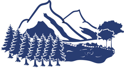 Fototapeta premium Mountain Logo template design vector illustration