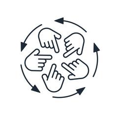 A platform for effective collaboration and interaction. Coherent, coordinated work. Vector linear icon isolated on white background.