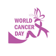  World Cancer Day Imagery for Strength and Awareness, Poster banner icon or logo with vector illustration.