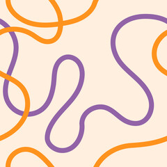 Obraz premium Naive seamless squiggle pattern with bright pink and purple wavy lines on a light background. Creative abstract squiggle style drawing background.