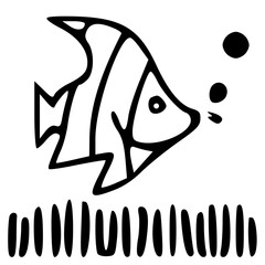 an icon of fish in the sea - obrazy, fototapety, plakaty