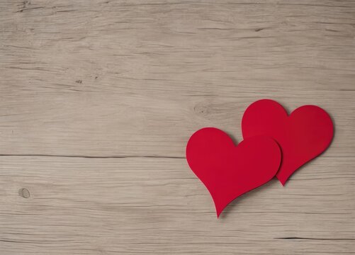 red heart on wooden background for valentine day