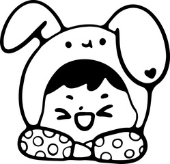 Cute Easter children's cartoon. Hand drawn. Egg and simple elements.