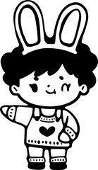 Cute Easter children's cartoon. Hand drawn. Egg and simple elements.