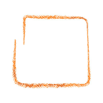 Hand drawn doodle chalk crayon brush math school sign for diagrams. Orange square box, circle in colored grunge style. Freehand simple wax icon isolated on white.