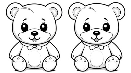Obraz na płótnie Canvas Drawing for children's coloring book cute bear. Illustration winter line on white background