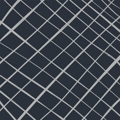 Hand drawn cute grid. doodle black, grey plaid pattern with Checks. Graph square background with texture. Line art freehand grid vector outline grunge print