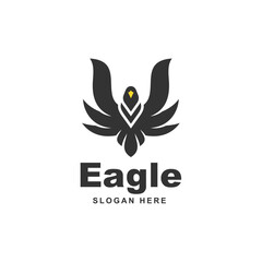 Vector Logo Illustration Eagle Silhouette Style. 