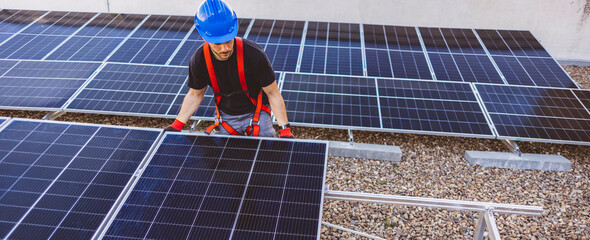 Electrical engineer installing solar panels
