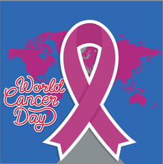  World Cancer Day Imagery for Strength and Awareness, Poster banner icon or logo with vector illustration.