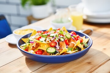 kid-friendly nachos with mild cheese and corn