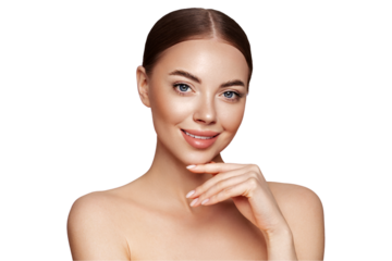 Portrait beautiful young woman with clean fresh skin. Model with healthy skin, close up portrait. Cosmetology, beauty and spa