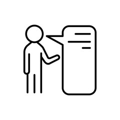 Speaking people outline icons, minimalist vector illustration ,simple transparent graphic element .Isolated on white background