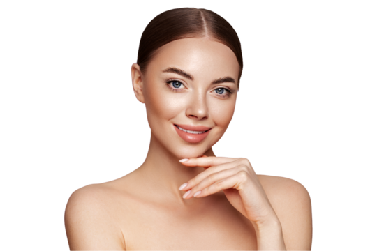 Portrait beautiful young woman with clean fresh skin. Model with healthy skin, close up portrait. Cosmetology, beauty and spa