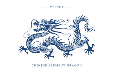 Fototapeta na wymiar Blue and white porcelain Chinese dragon pattern