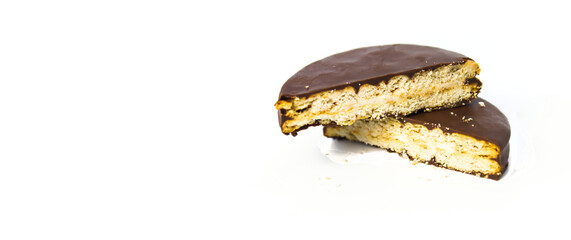 Chocolate Biscuits isolated on Transparent. Copy Space