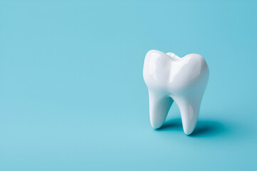 Dental model. Tooth Mockup. Tooth model on blue background