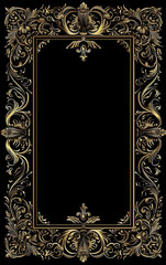 Fantasy Ornamental Decorative Frame - Elegance with Ornate Border on isolated black background