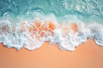 Foto op Canvas A sea waves and beach aerial view, natural background. © TATIANA