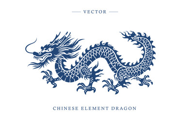 Fototapeta na wymiar Blue and white porcelain Chinese dragon pattern