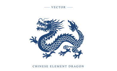 Blue and white porcelain Chinese dragon pattern