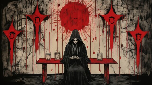 A priest performing a satanic ritual