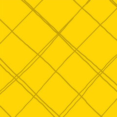 Abstract doodle grid with yellow background. Squiggle and scribble texture of hand drawn uneven lines. Geometric textured backgroung for textile, cover, wrapping paper, wallpaper design.