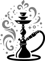 Fototapeta na wymiar Simple vector drawing of a hookah stencil on a white background suitable for advertising purposes