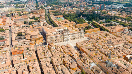 Modena, Italy. Ducale di Modena Palace. Historical Center. Summer, Aerial View