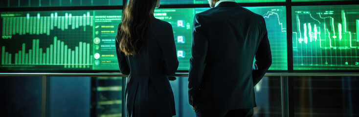 Close up of engineer, businessman, programmers observing data on futuristic computer hologram. Developing Advanced Software with multiple computer of code on futuristic modern interface