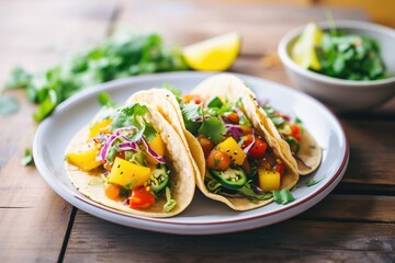 vegan tacos with mango pineapple salsa