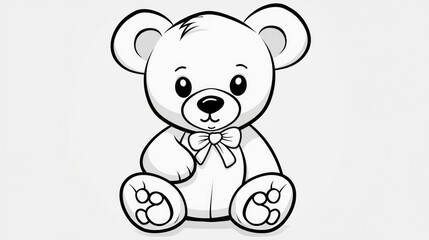 Fototapeta premium Drawing for children's coloring book cute bear. Illustration winter line on white background