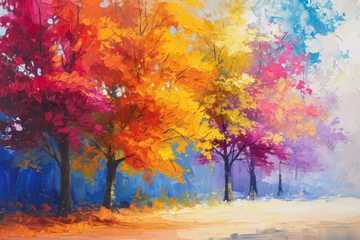 Zelfklevend Fotobehang Oil painting autumn background  © IMAGE
