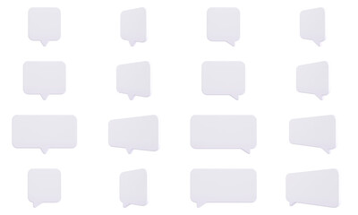 3D Rendered Collection of Cartoon Speech Bubbles on Transparent Background