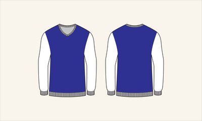 Solid Color V-Neck Men's Sweater Sketch for Tach Pack