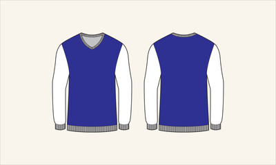 Solid Color V-Neck Men's Sweater Sketch for Tach Pack
