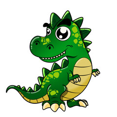 Cute green T-rex Dinosaur illustration